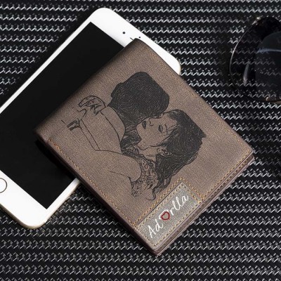 Cartera de cuero con foto personalizada para regalo del día del padre