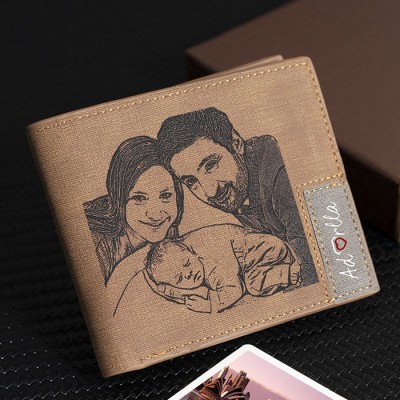 Cartera de cuero con foto personalizada para regalo del día del padre