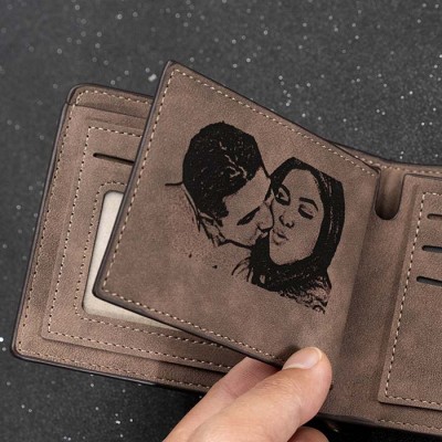 Cartera de cuero con foto personalizada de doble cara para regalo del día del padre