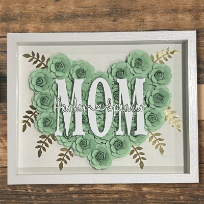Regalo de caja de sombra de flores de mamá personalizado para el día de la madre