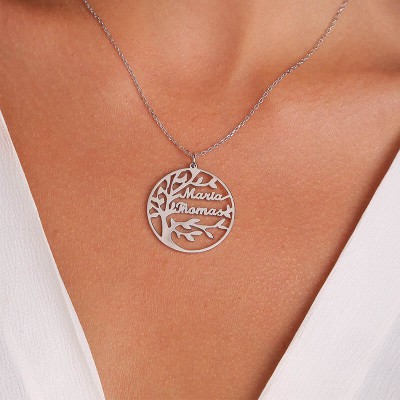 Collar personalizado con nombre de árbol genealógico con 1-8 nombres, regalo para mamá y abuela
