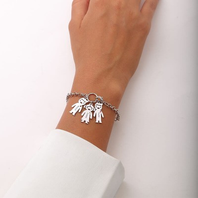 Pulsera Grabable Personalizada con Colgantes de 1-6 Niños