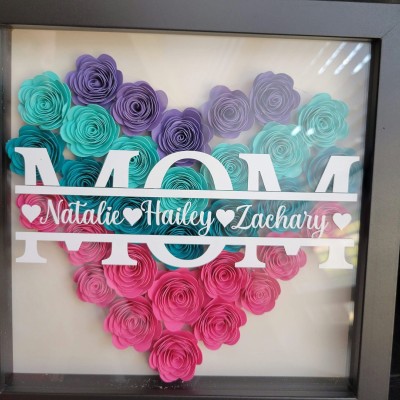 Regalo de caja de sombra de flores de mamá personalizado para el día de la madre