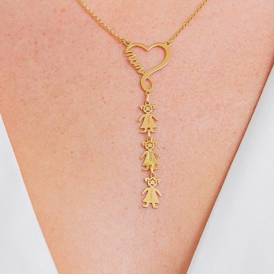 Personalizado 1-10 niños colgantes infinito corazón mamá collar regalo para mamá