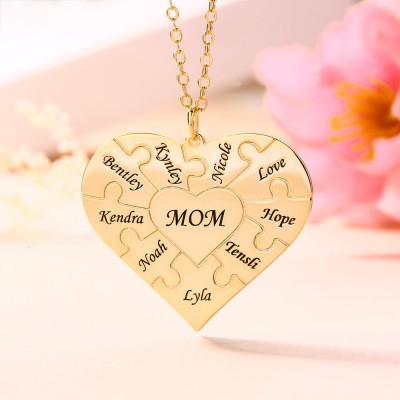 Collar personalizado en forma de corazón de 1 a 8 piezas, regalo para mamá y abuela