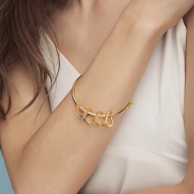Pulsera brazalete personalizada chapada en oro de 18 quilates con 1-10 dijes Pulsera personalizada para ella - Pulsera personalizada con dijes