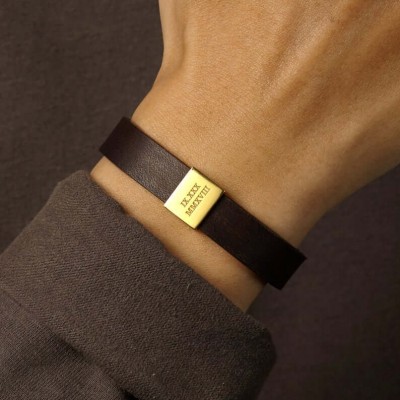 Pulsera de cuero personalizada con grabado