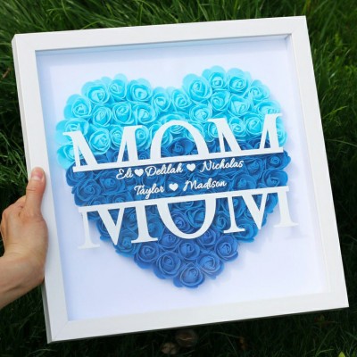 Regalo de caja de sombra de flores de mamá personalizado para el día de la madre