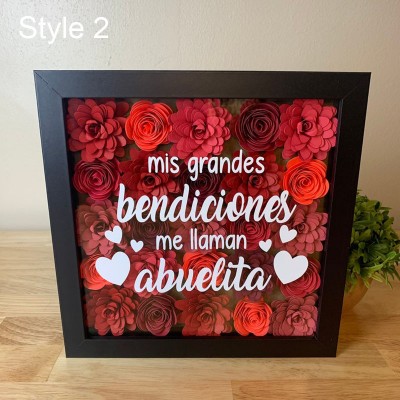 Caja de sombra hecha a mano personalizada de la flor de la mamá regalo del día de madres