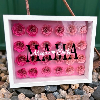 Regalo de caja de sombra de flores de mamá personalizado para el día de la madre