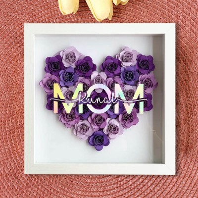 Regalo de caja de sombra de flores de mamá personalizado para el día de la madre