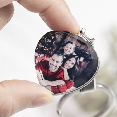 Personalice el regalo en forma de corazón del llavero de cristal de la foto para cualquier ocasión