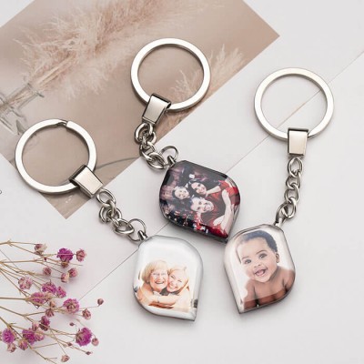 Personalice el regalo en forma de corazón del llavero de cristal de la foto para cualquier ocasión