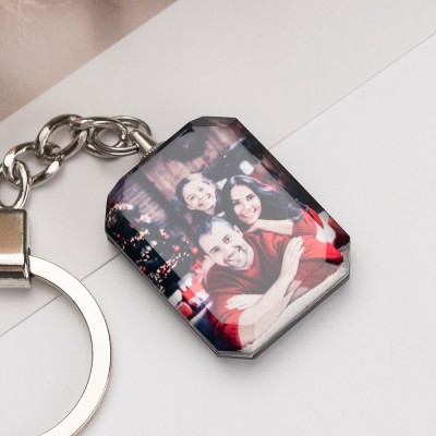 Personalice el regalo en forma de corazón del llavero de cristal de la foto para cualquier ocasión