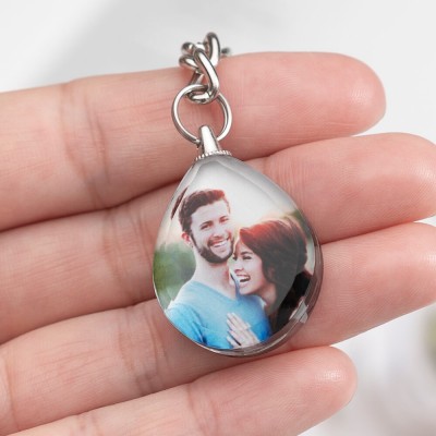 Personalice el regalo en forma de corazón del llavero de cristal de la foto para cualquier ocasión