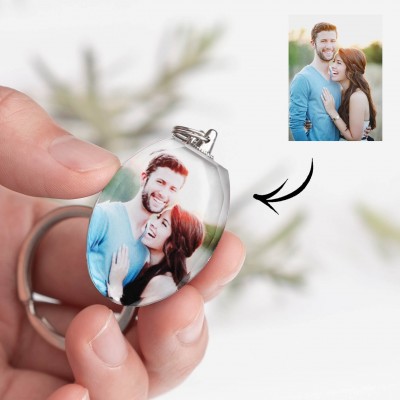 Personalice el regalo en forma de corazón del llavero de cristal de la foto para cualquier ocasión