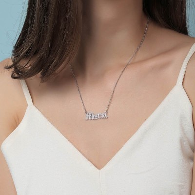 Collar personalizado con nombre de circón Collar con nombre clásico personalizado