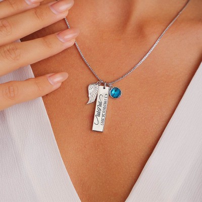Collar de barra vertical conmemorativo personalizado con piedra de nacimiento
