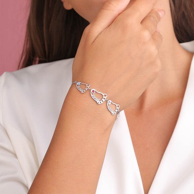 Pulsera Grabable Personalizada con Encantos de 1 a 6 Pies de Bebé