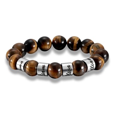 Pulsera de abalorios personalizados con 1-10 grabados en plata