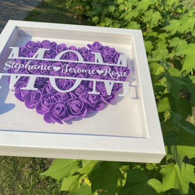 Regalo de caja de sombra de flores de mamá personalizado para el día de la madre