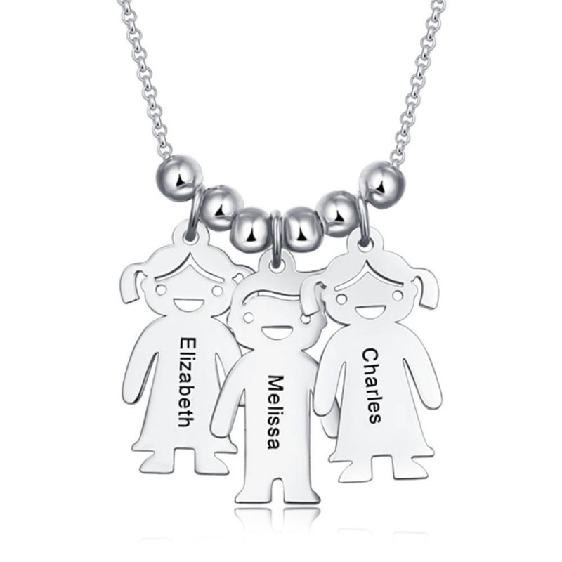 Collar personalizado de plata con dijes para niños de 1 a 15 años Collar grabado madre - Adorlla.es